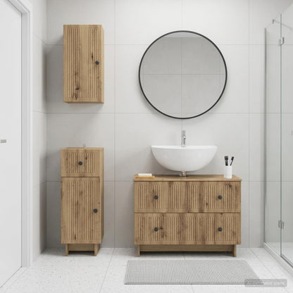 3 Piece Bathroom Cabinet Set EDE Artisan Oak Engineered Wood