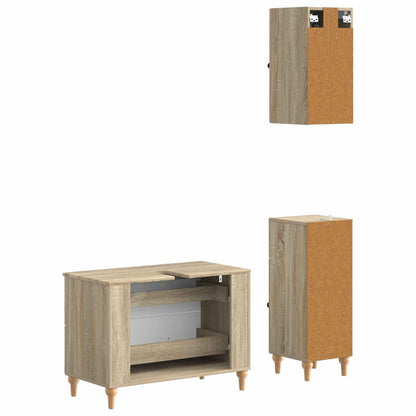 3 Piece Bathroom Cabinet Set ALKMAAR Sonoma Oak Engineered Wood