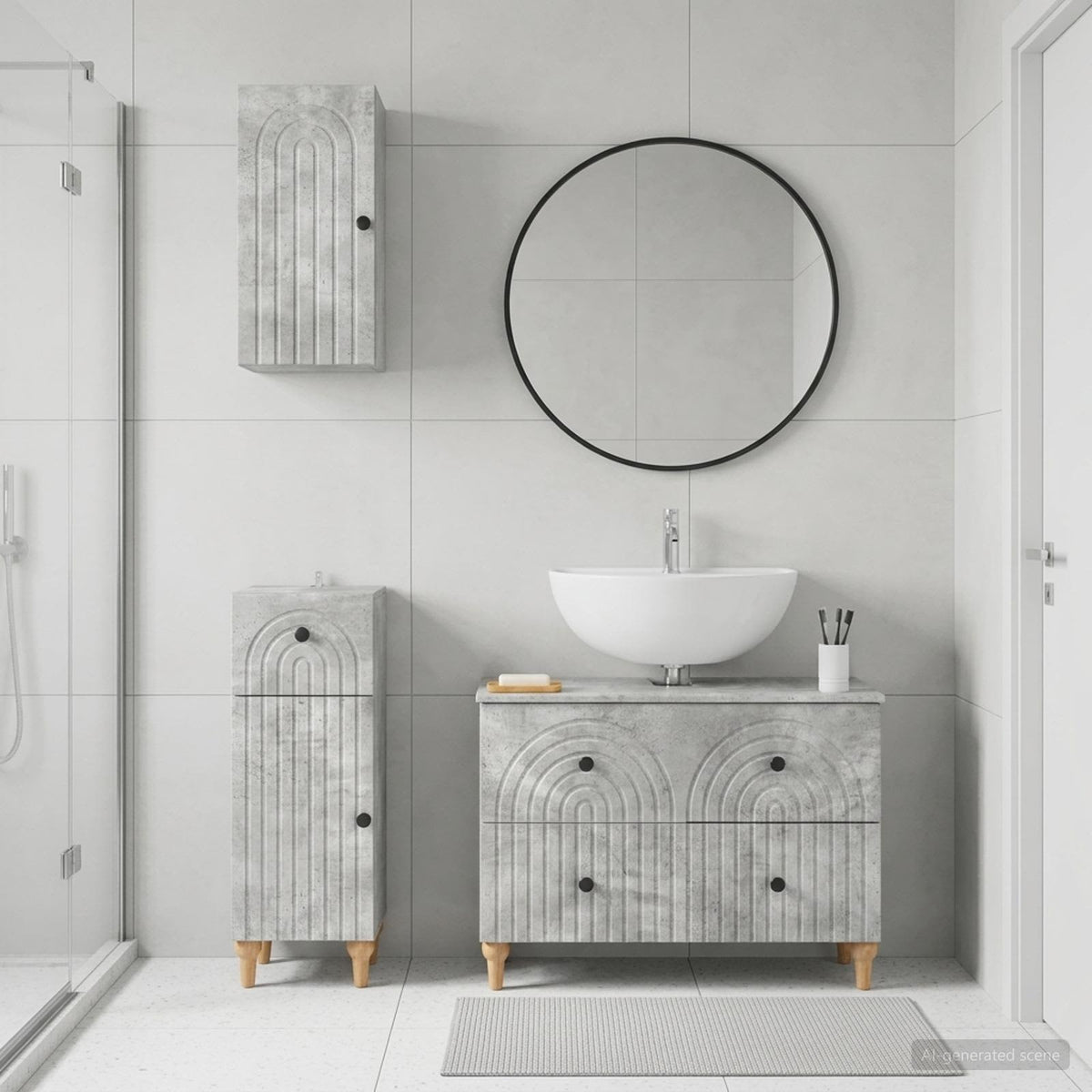3 Piece Bathroom Cabinet Set ALKMAAR Concrete Grey