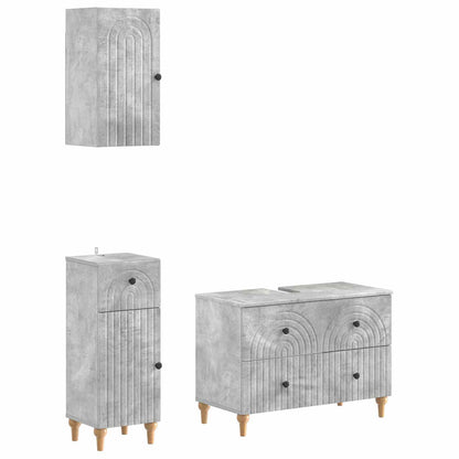 3 Piece Bathroom Cabinet Set ALKMAAR Concrete Grey