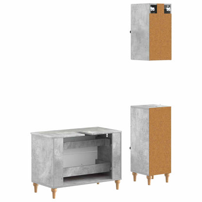 3 Piece Bathroom Cabinet Set ALKMAAR Concrete Grey