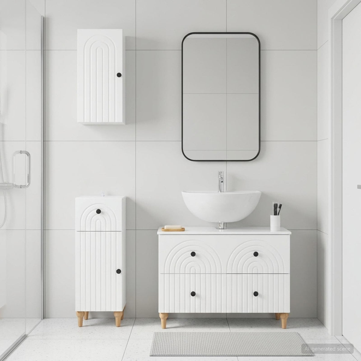 3 Piece Bathroom Cabinet Set ALKMAAR High Gloss White