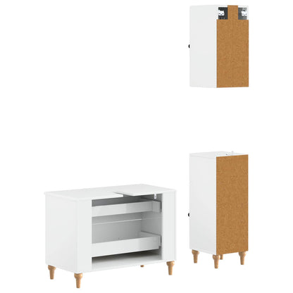 3 Piece Bathroom Cabinet Set ALKMAAR High Gloss White