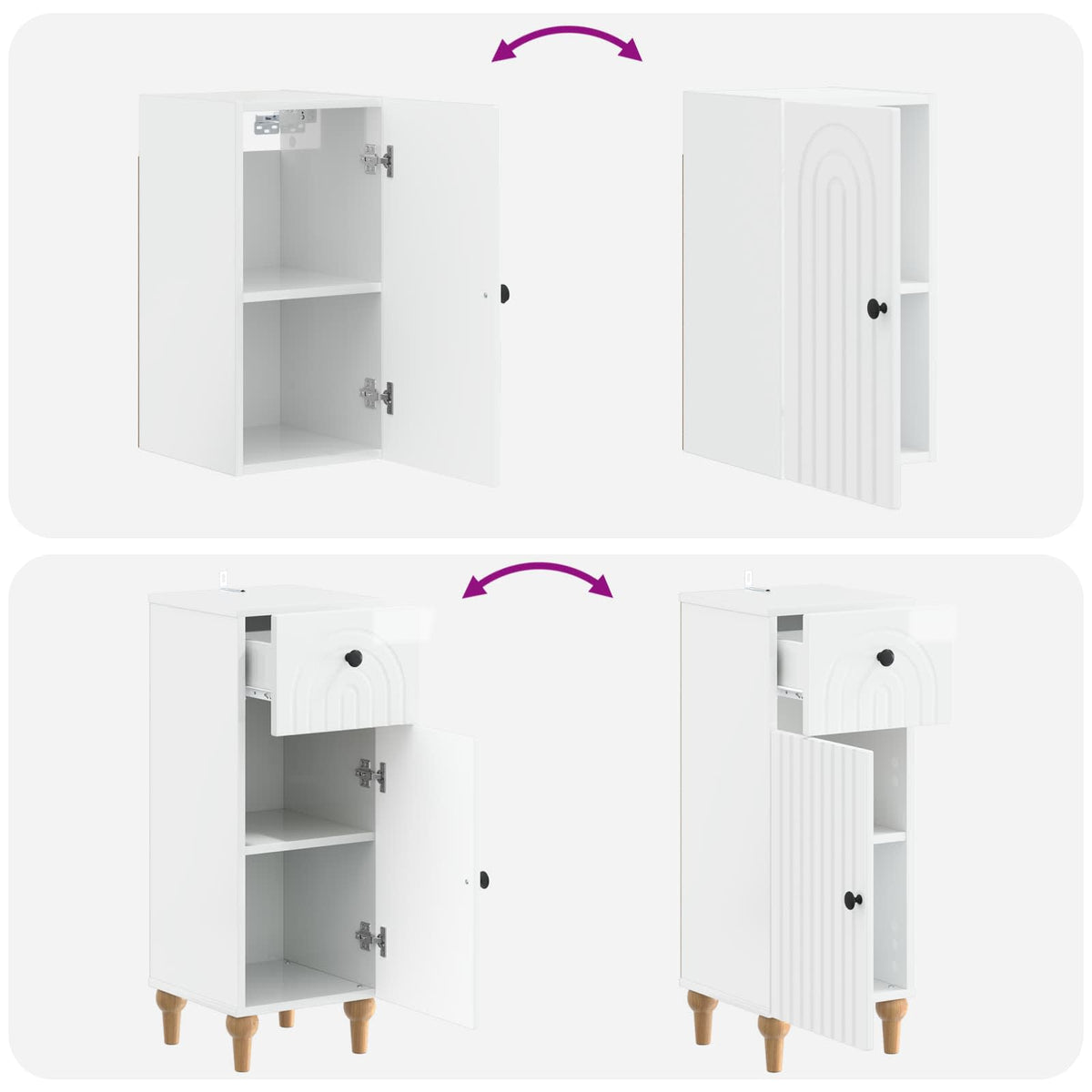 3 Piece Bathroom Cabinet Set ALKMAAR High Gloss White