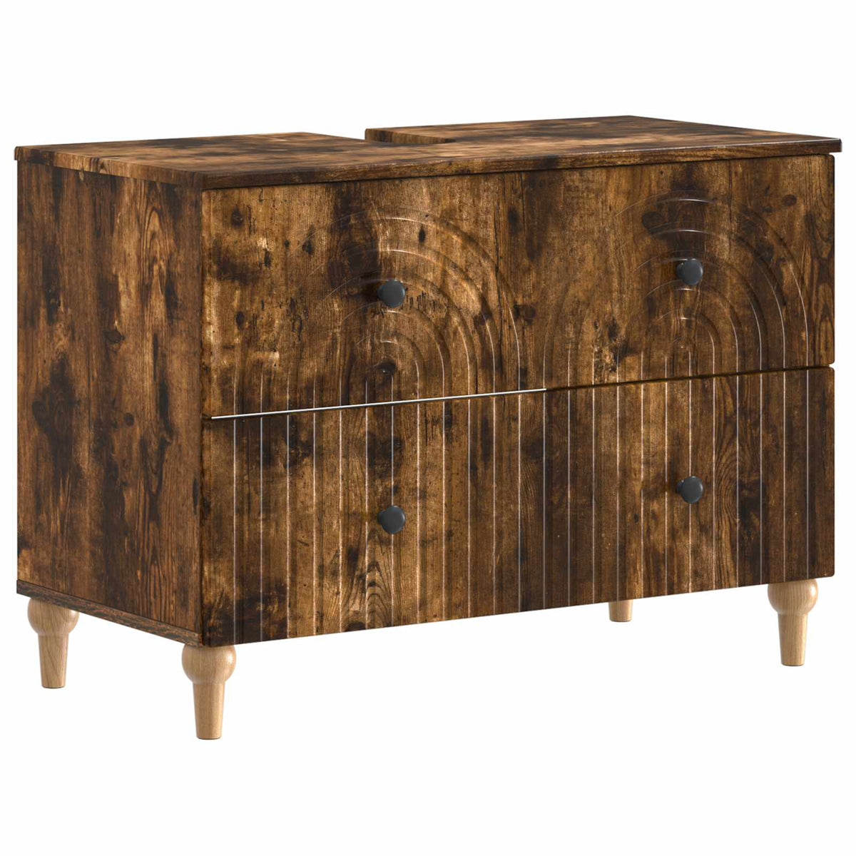 3 Piece Bathroom Cabinet Set ALKMAAR Smoked Oak Engineered Wood