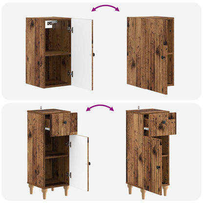 3 Piece Bathroom Cabinet Set ALKMAAR Old Wood Engineered Wood
