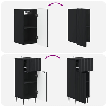 3 Piece Bathroom Cabinet Set ZWOLLE Black Engineered Wood