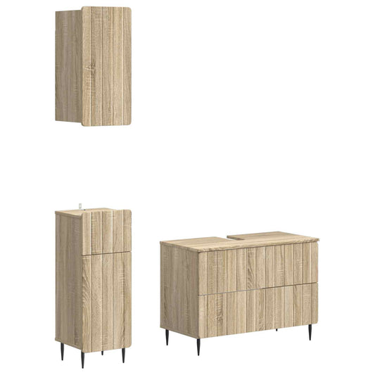 3 Piece Bathroom Cabinet Set ZWOLLE Sonoma Oak Engineered Wood