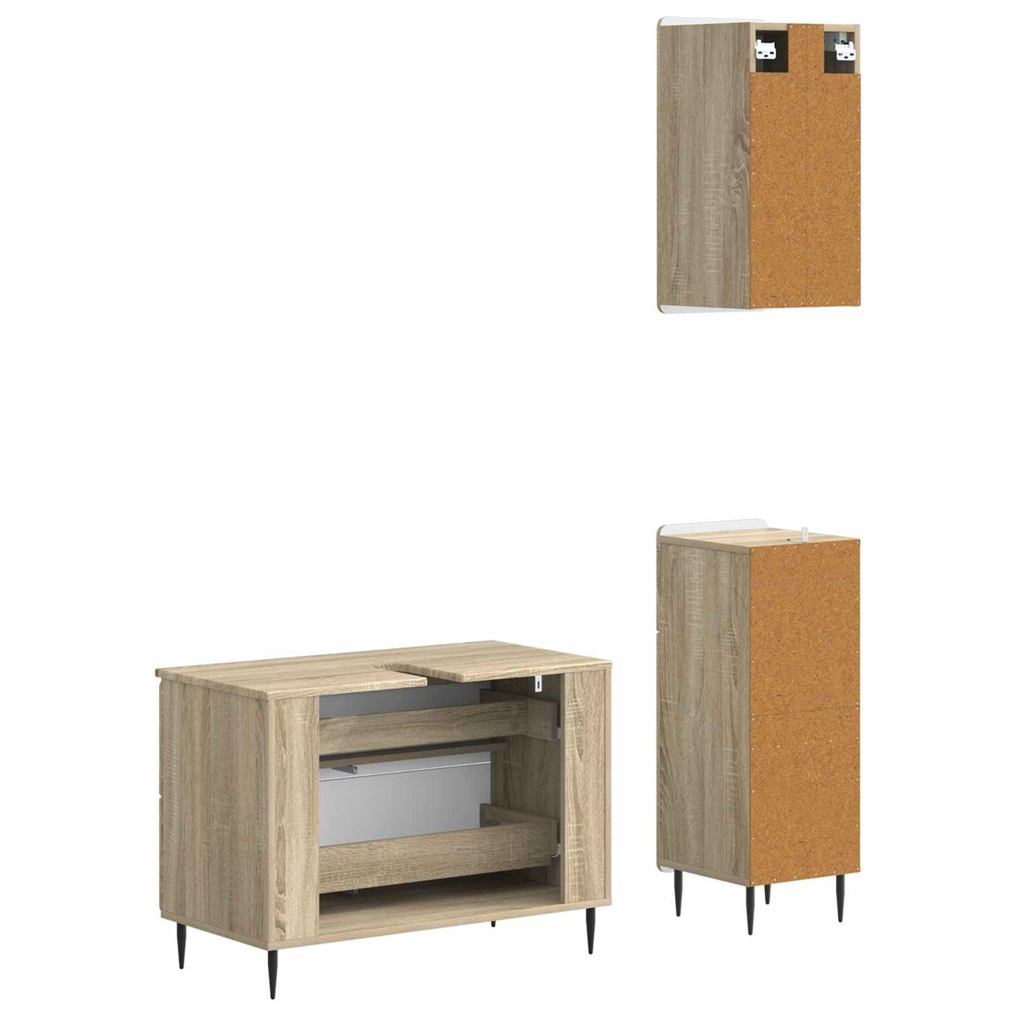 3 Piece Bathroom Cabinet Set ZWOLLE Sonoma Oak Engineered Wood