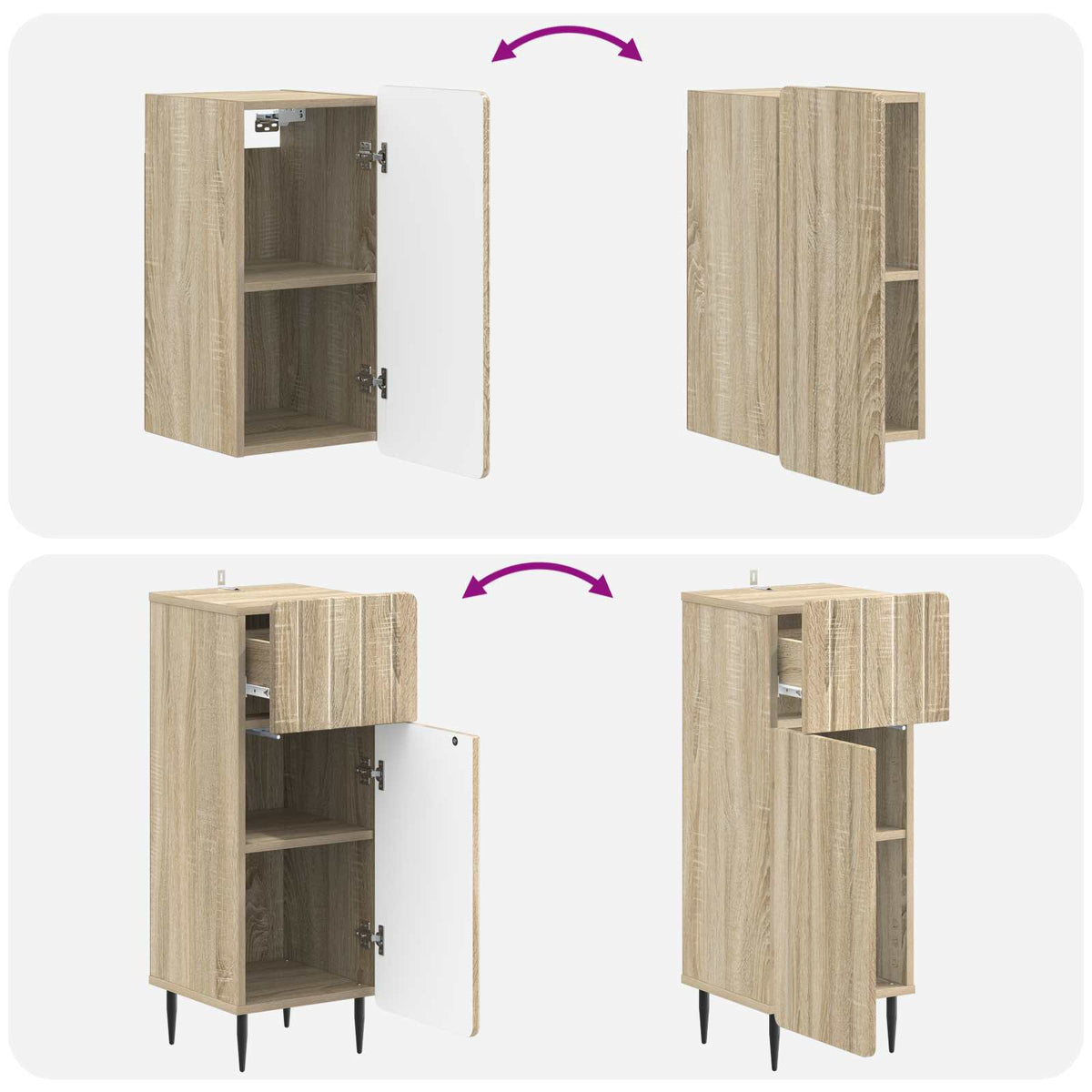 3 Piece Bathroom Cabinet Set ZWOLLE Sonoma Oak Engineered Wood