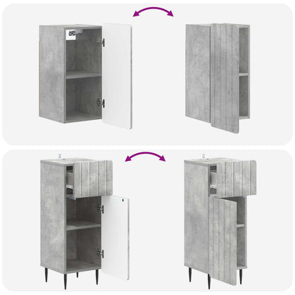 3 Piece Bathroom Cabinet Set ZWOLLE Concrete Grey