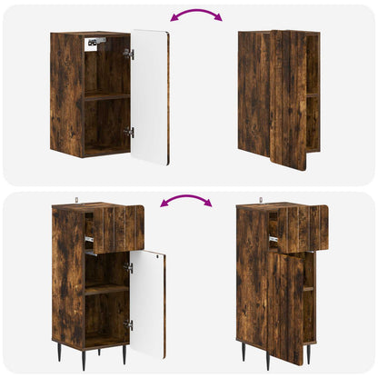 3 Piece Bathroom Cabinet Set ZWOLLE Smoked Oak Engineered Wood