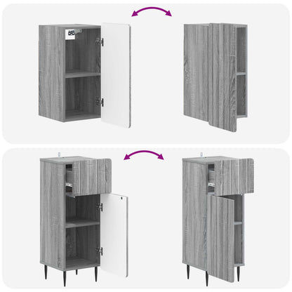 3 Piece Bathroom Cabinet Set ZWOLLE Grey Sonoma Engineered Wood