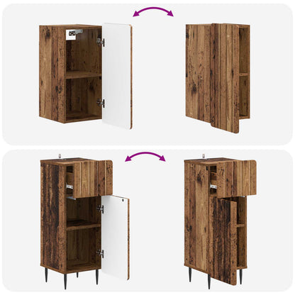 3 Piece Bathroom Cabinet Set ZWOLLE Old Wood Engineered Wood