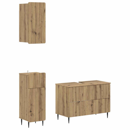 3 Piece Bathroom Cabinet Set ZWOLLE Artisan Oak Engineered Wood