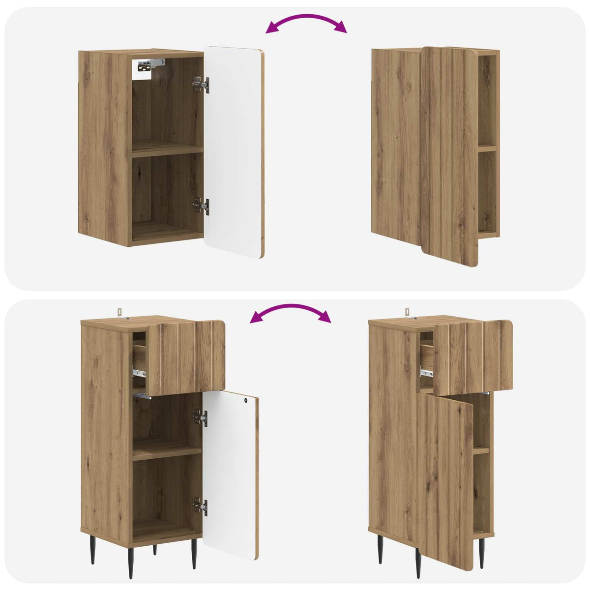 3 Piece Bathroom Cabinet Set ZWOLLE Artisan Oak Engineered Wood