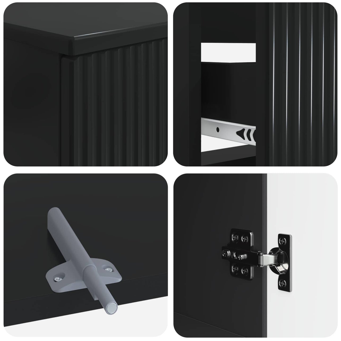 3 Piece Bathroom Cabinet Set ARNHEM Black Engineered Wood