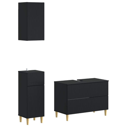 3 Piece Bathroom Cabinet Set ARNHEM Black Engineered Wood