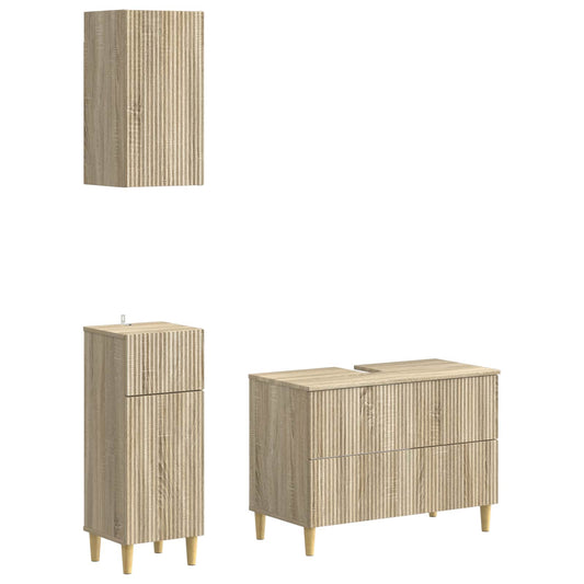 3 Piece Bathroom Cabinet Set ARNHEM Sonoma Oak Engineered Wood