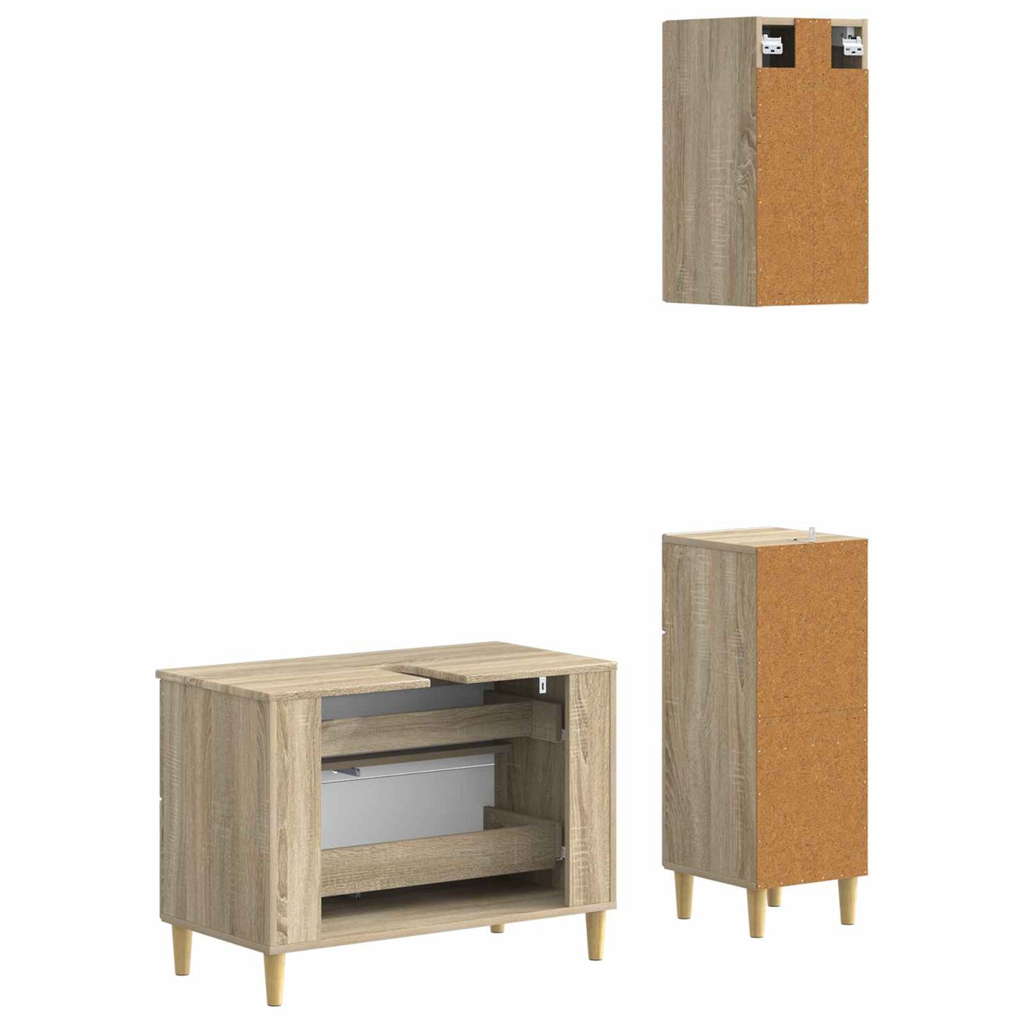3 Piece Bathroom Cabinet Set ARNHEM Sonoma Oak Engineered Wood