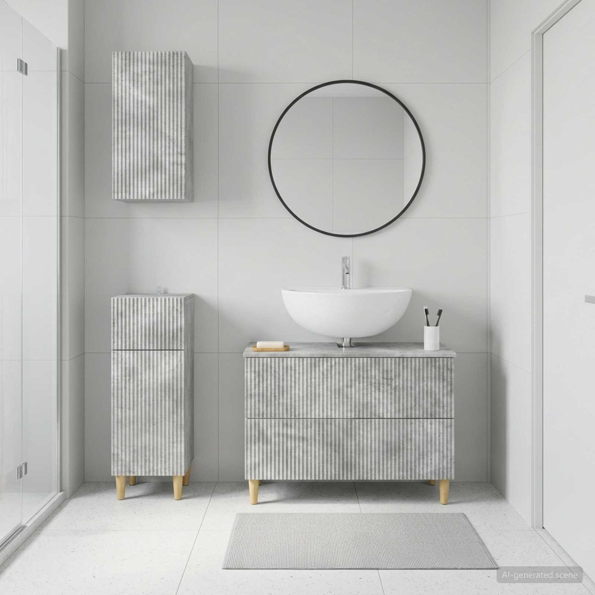 3 Piece Bathroom Cabinet Set ARNHEM Concrete Grey