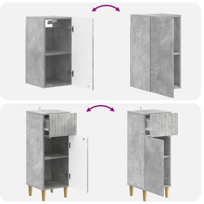 3 Piece Bathroom Cabinet Set ARNHEM Concrete Grey