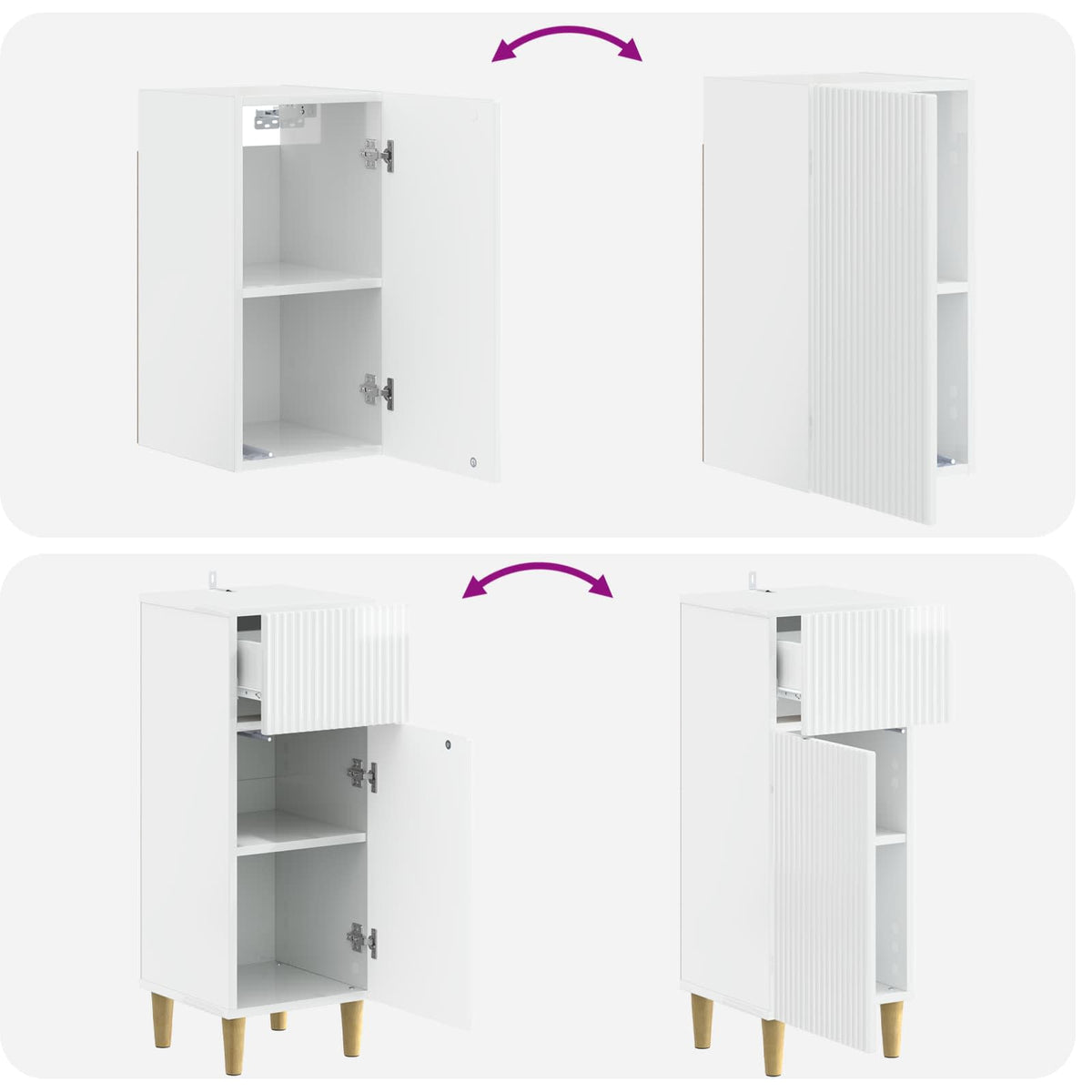 3 Piece Bathroom Cabinet Set ARNHEM High Gloss White