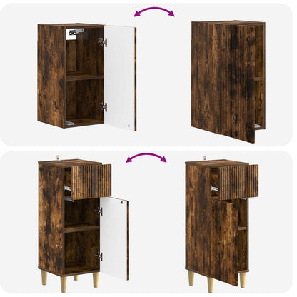 3 Piece Bathroom Cabinet Set ARNHEM Smoked Oak Engineered Wood