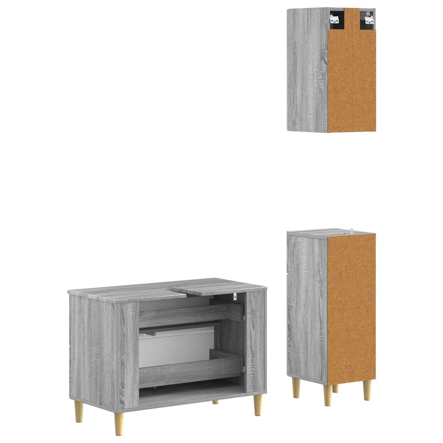 3 Piece Bathroom Cabinet Set ARNHEM Grey Sonoma Engineered Wood