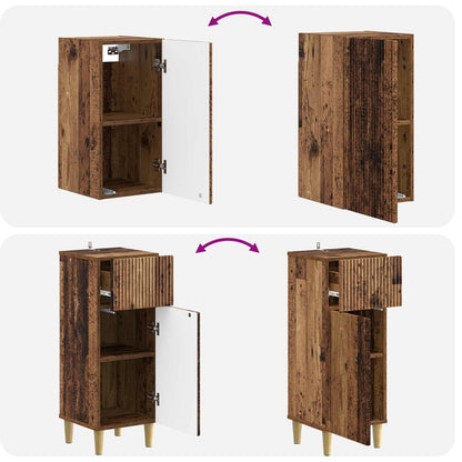 3 Piece Bathroom Cabinet Set ARNHEM Old Wood Engineered Wood