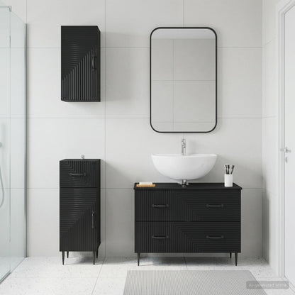 3 Piece Bathroom Cabinet Set HAARLEM Black Engineered Wood