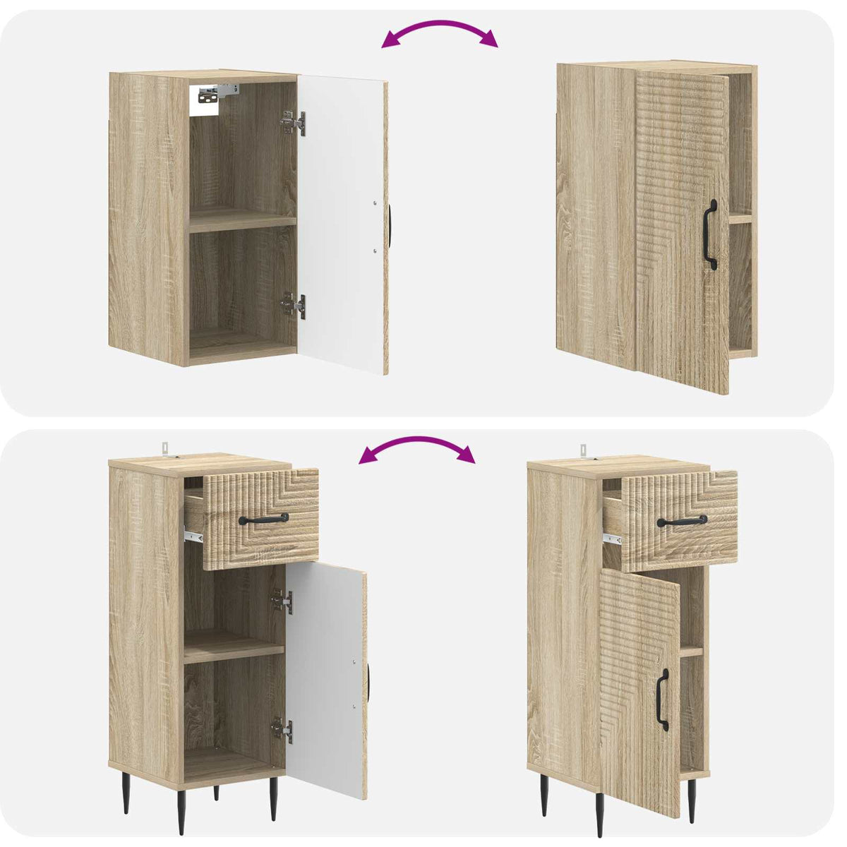 3 Piece Bathroom Cabinet Set HAARLEM Sonoma Oak Engineered Wood