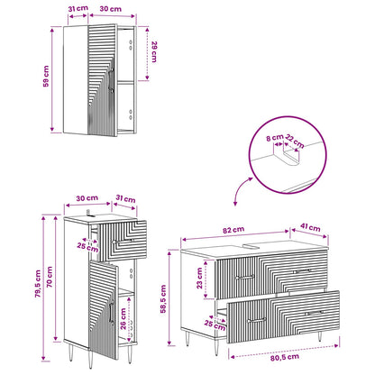 3 Piece Bathroom Cabinet Set HAARLEM Concrete Grey
