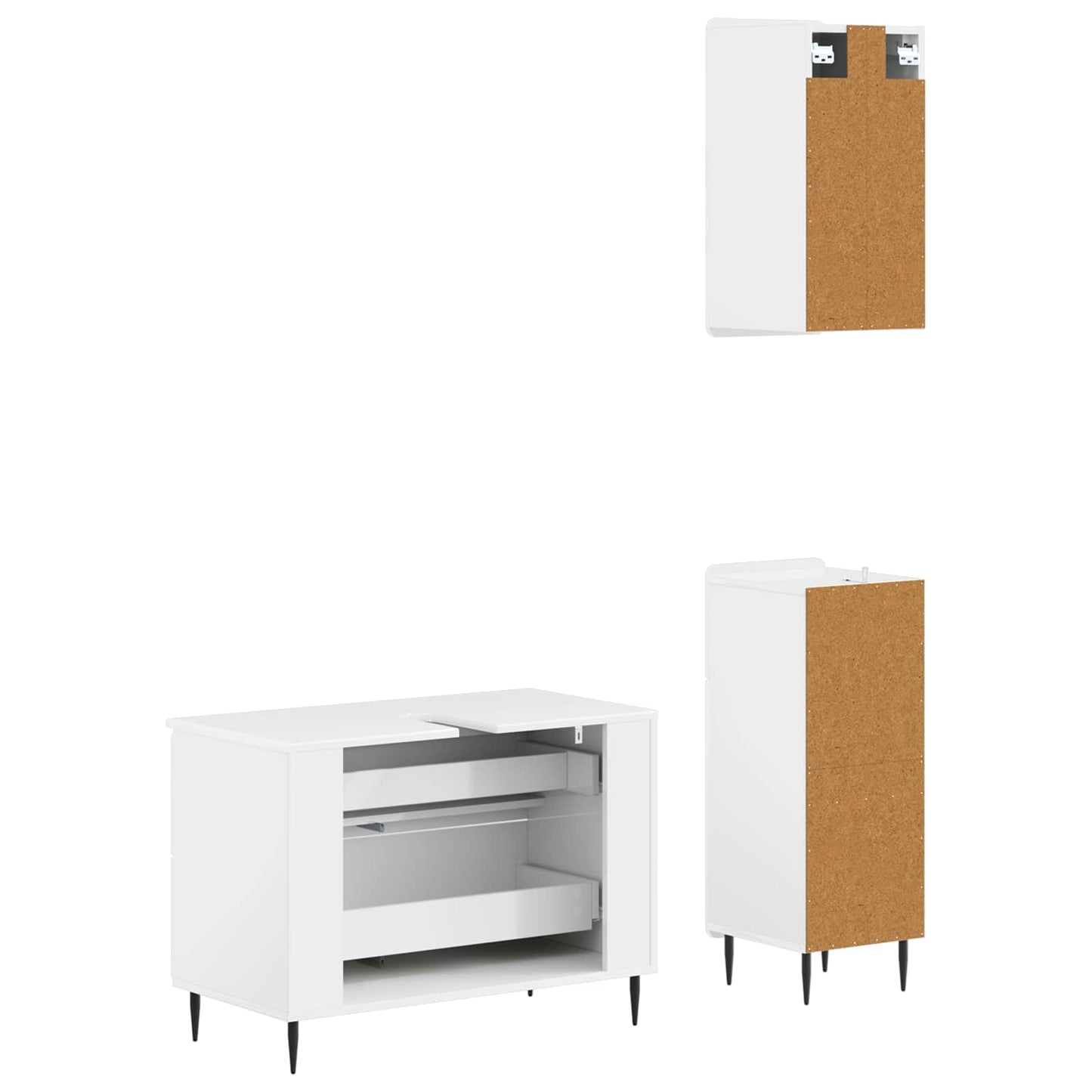 3 Piece Bathroom Cabinet Set HAARLEM High Gloss White