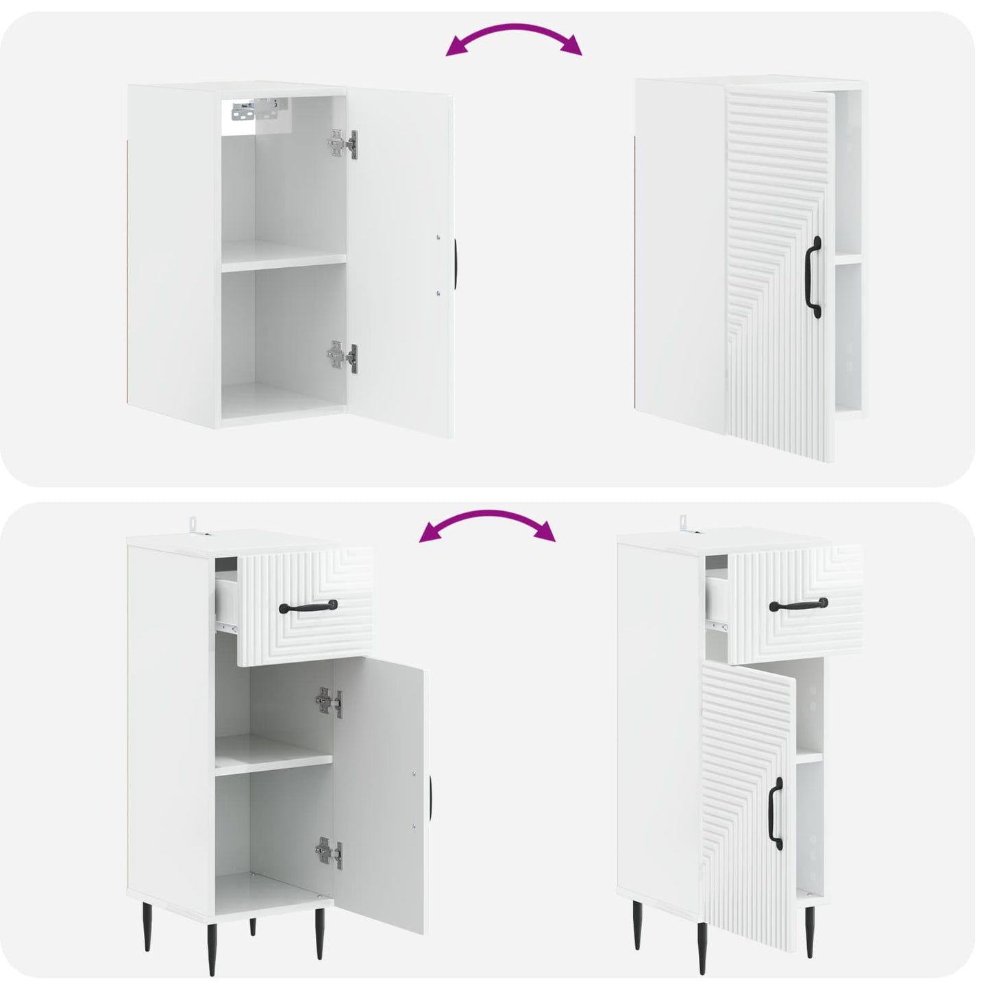 3 Piece Bathroom Cabinet Set HAARLEM High Gloss White