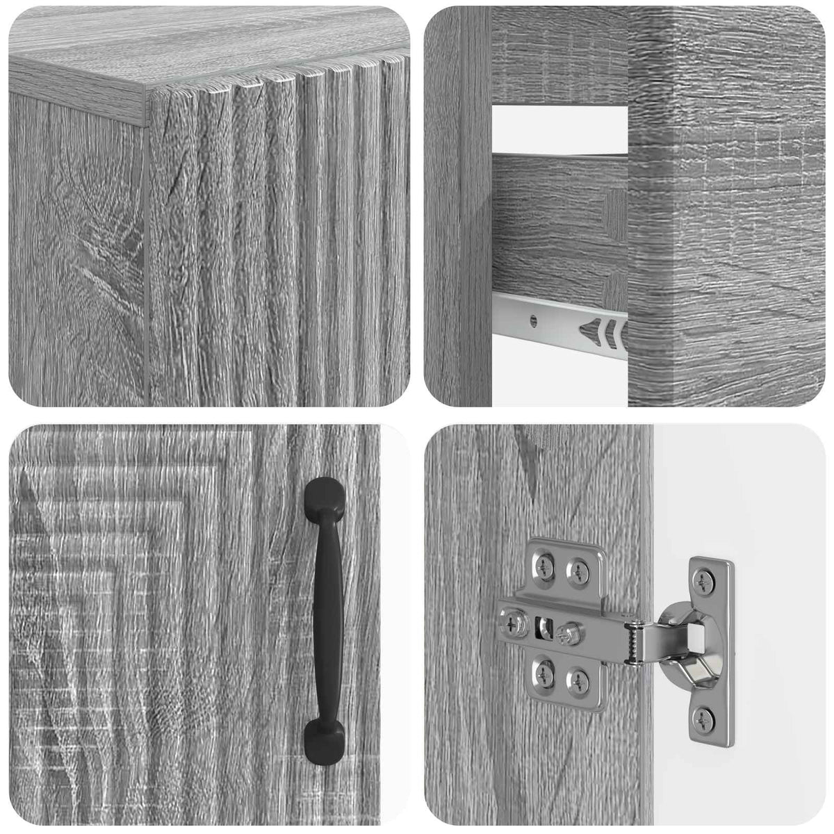 3 Piece Bathroom Cabinet Set HAARLEM Grey Sonoma