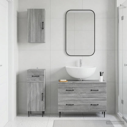 3 Piece Bathroom Cabinet Set HAARLEM Grey Sonoma
