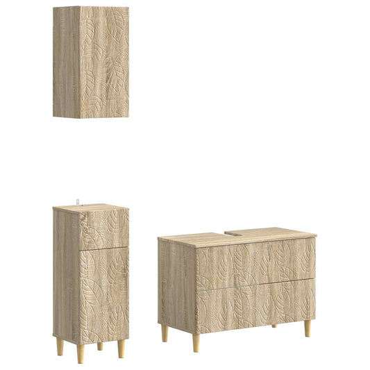 3 Piece Bathroom Cabinet Set DELFT Sonoma Oak Engineered Wood