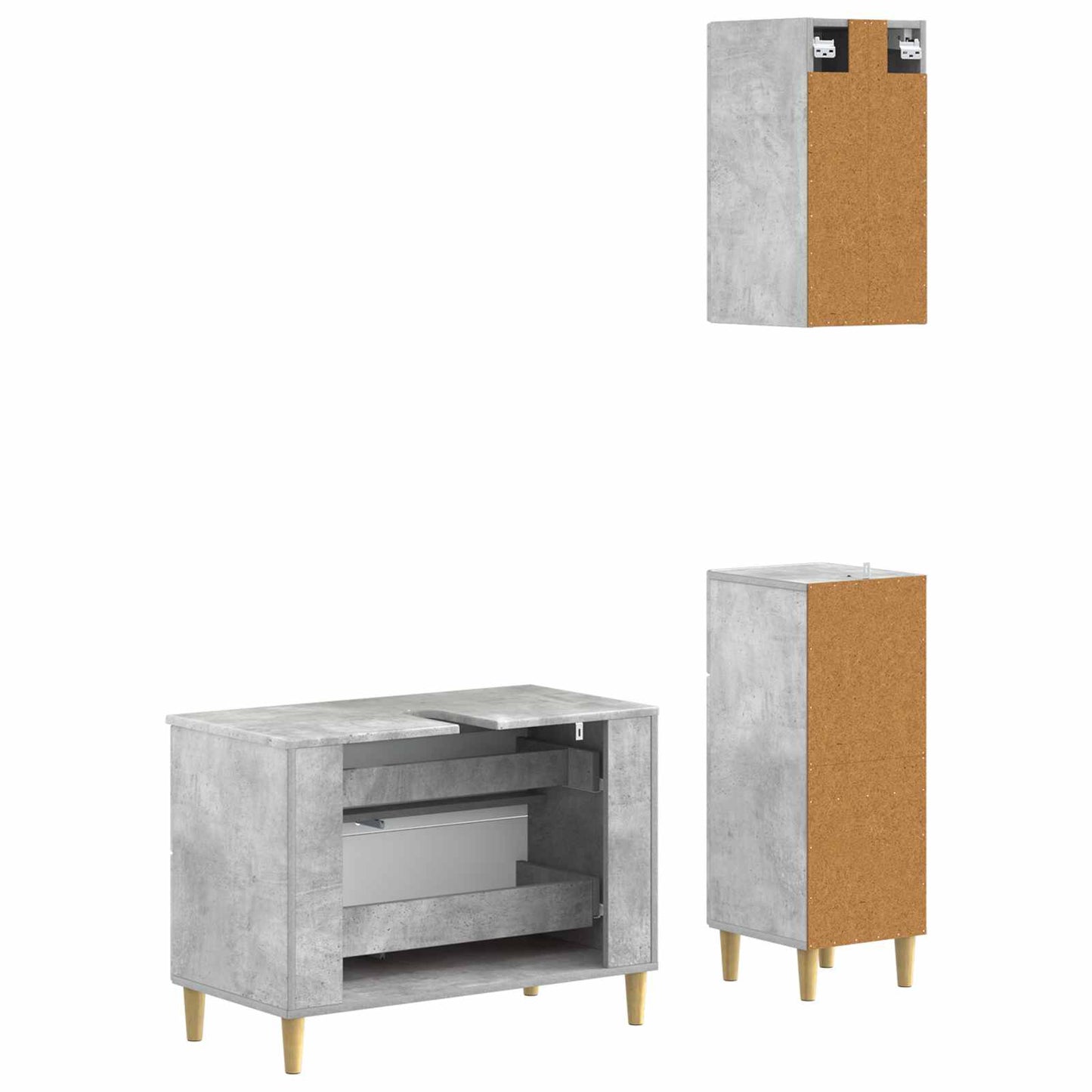3 Piece Bathroom Cabinet Set DELFT Concrete Grey