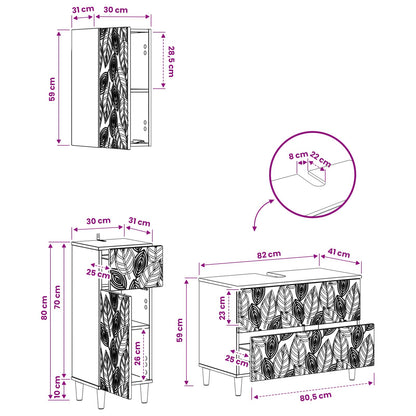 3 Piece Bathroom Cabinet Set DELFT Concrete Grey