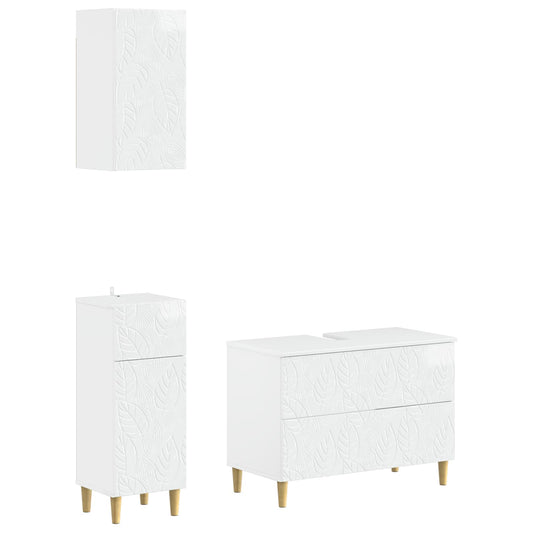 3 Piece Bathroom Cabinet Set DELFT High Gloss White