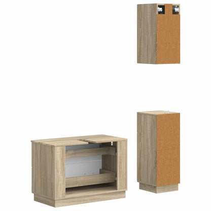 3 Piece Bathroom Cabinet Set HOORN Sonoma Oak Engineered Wood