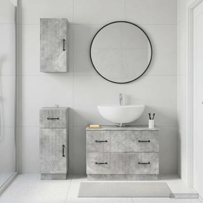 3 Piece Bathroom Cabinet Set HOORN Concrete Grey