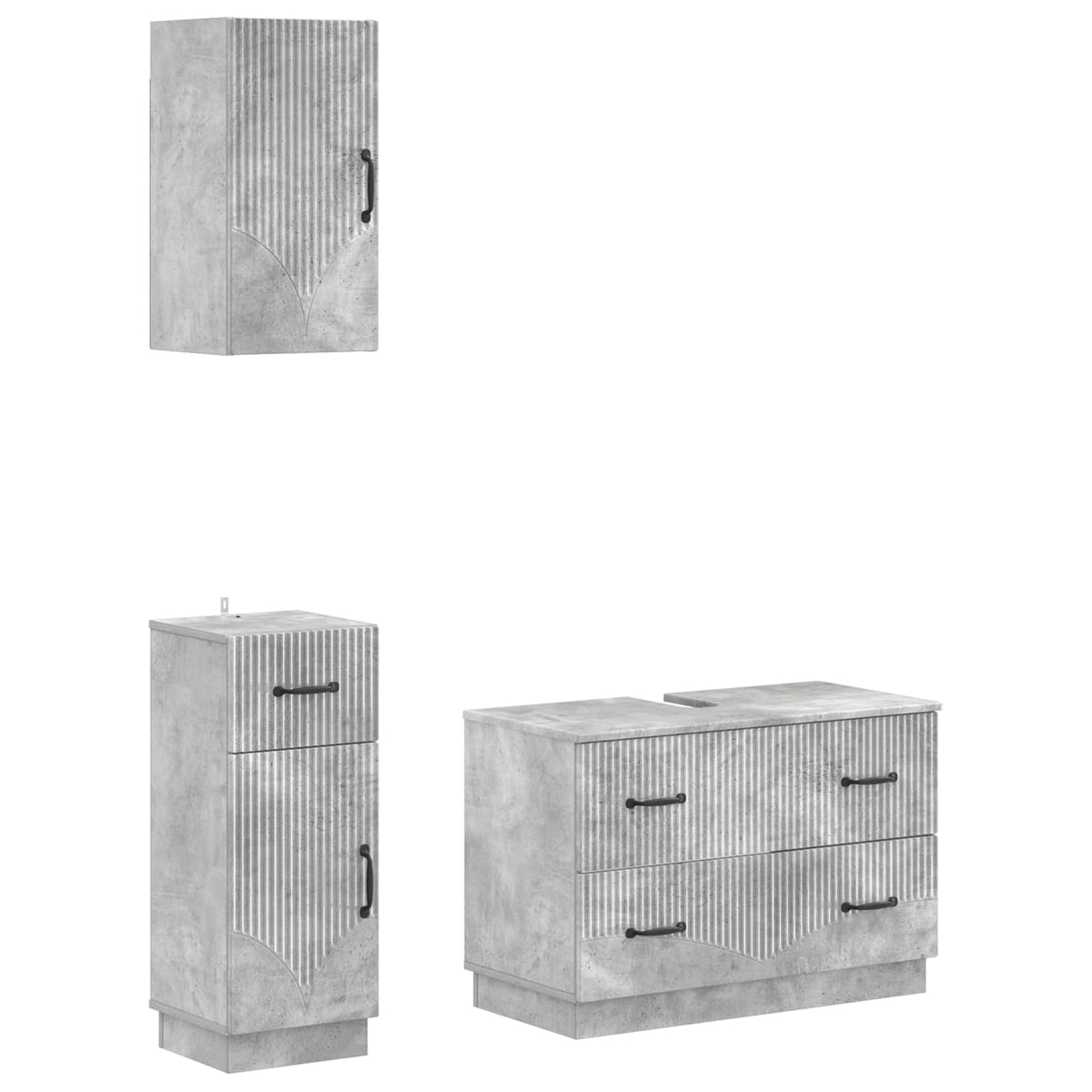 3 Piece Bathroom Cabinet Set HOORN Concrete Grey