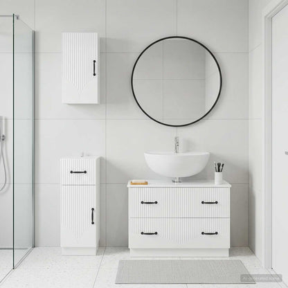 3 Piece Bathroom Cabinet Set HOORN High Gloss White