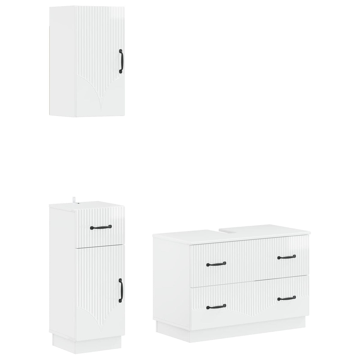 3 Piece Bathroom Cabinet Set HOORN High Gloss White