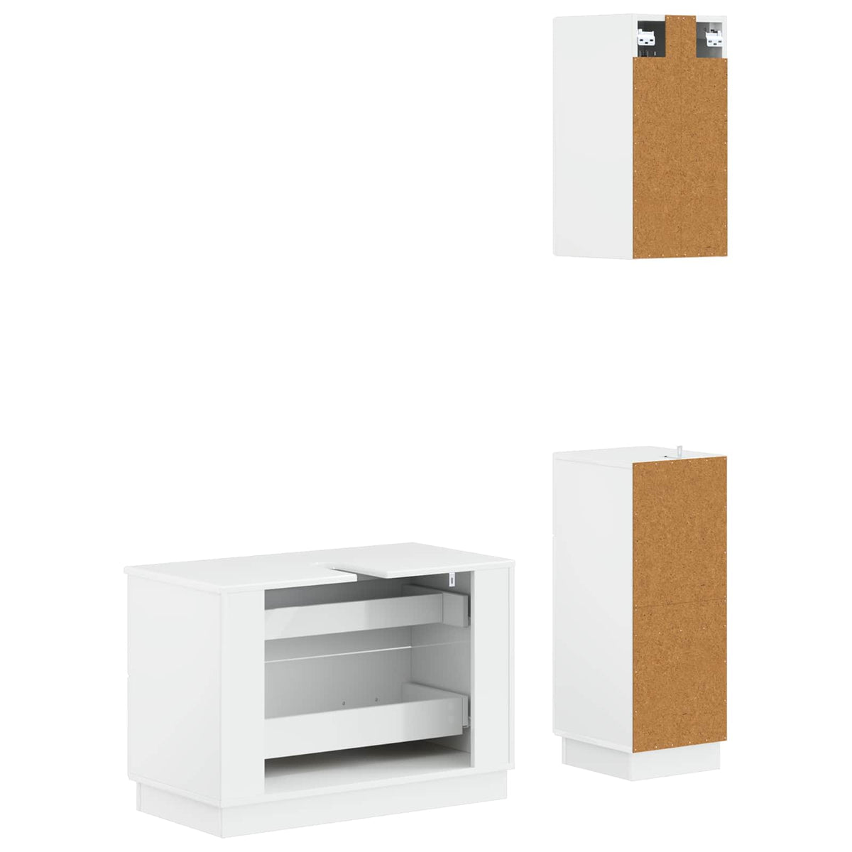 3 Piece Bathroom Cabinet Set HOORN High Gloss White