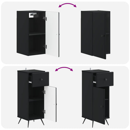 3 Piece Bathroom Cabinet Set BREDA Black Engineered Wood