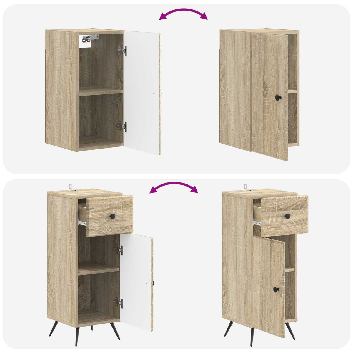 3 Piece Bathroom Cabinet Set BREDA Sonoma Oak Engineered Wood