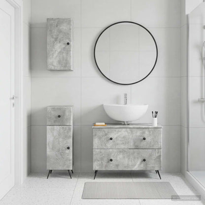 3 Piece Bathroom Cabinet Set BREDA Concrete Grey